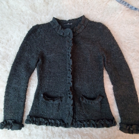 Willi Smith Wool/Alpaca Blend Ruffle Cardigan - Picture 8 of 11